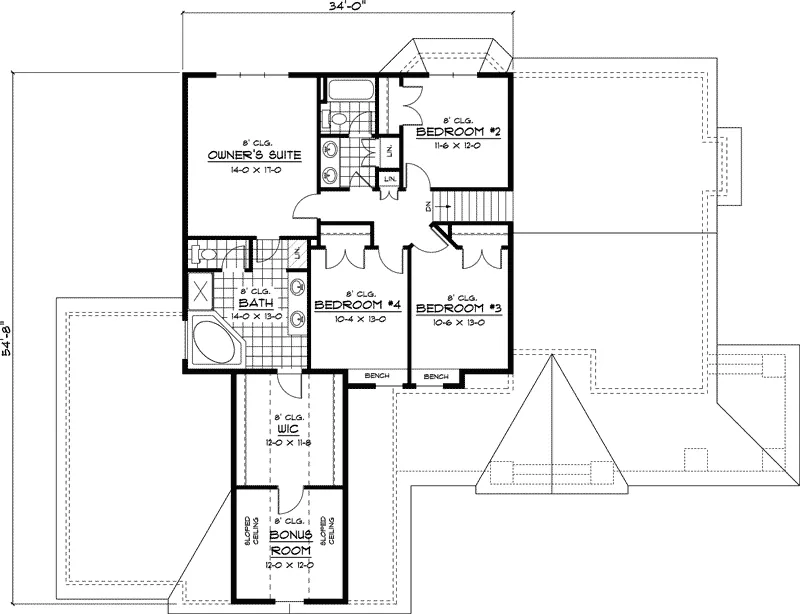 Arts & Crafts House Plan Second Floor - Green Summit Country Home 091D-0401 - Search House Plans and More