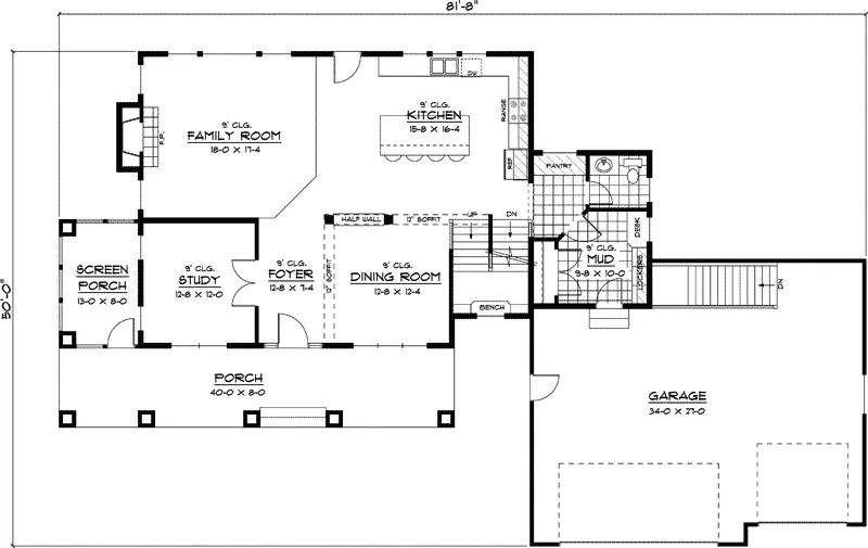 Colonial House Plan First Floor - Camelot Gardens Country Home 091D-0403 - Search House Plans and More