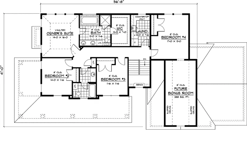 Southern House Plan Second Floor - Mason Lake Southern Farmhouse 091D-0404 - Shop House Plans and More