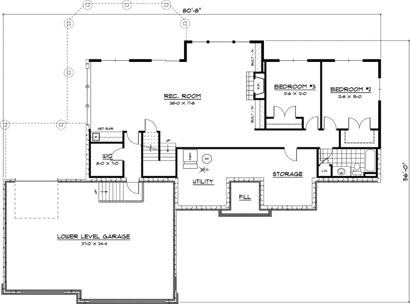 Ranch House Plan Lower Level Floor - Uxbridge Luxury Ranch Home 091D-0407 - Shop House Plans and More