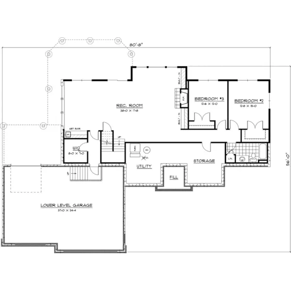 Craftsman House Plan Lower Level Floor - Uxbridge Luxury Ranch Home 091D-0407 - Shop House Plans and More