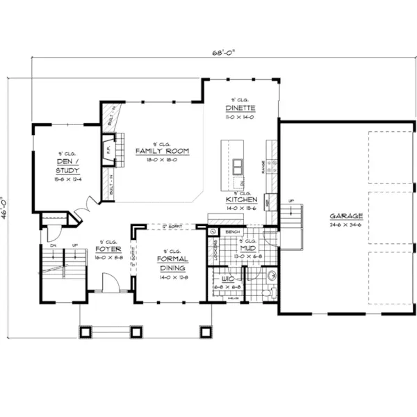 Traditional House Plan First Floor - Laddonia Country Craftsman Home 091D-0408 - Shop House Plans and More