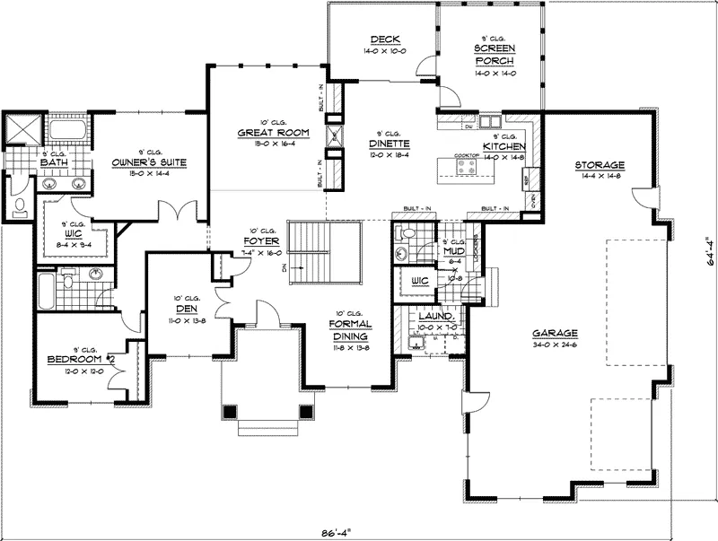 Luxury House Plan First Floor - Trotter Way Ranch Home 091D-0409 - Shop House Plans and More