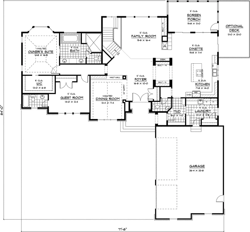 Tudor House Plan First Floor - Dogwood Meadow Tudor Ranch Home 091D-0411 - Search House Plans and More