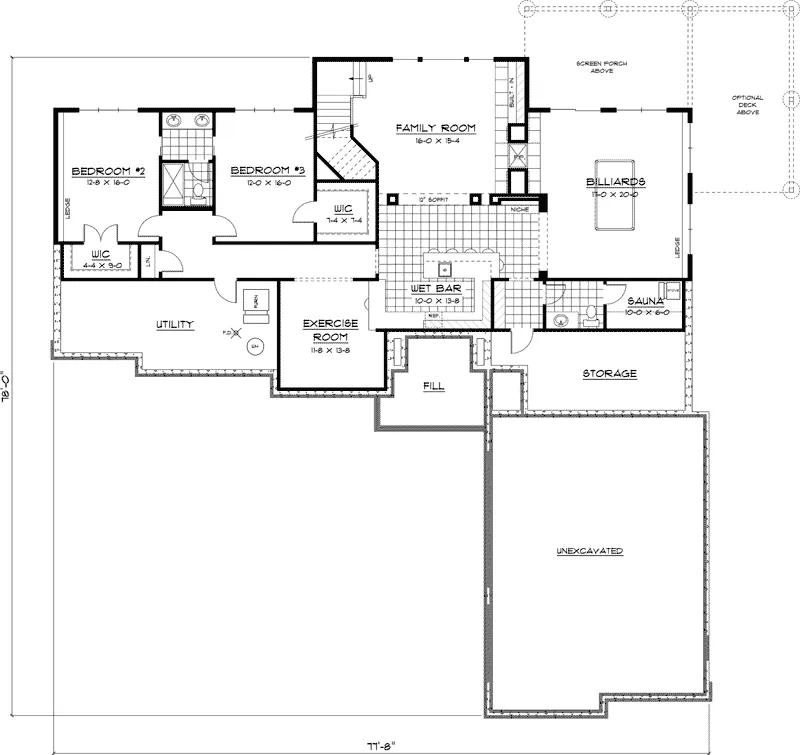 Tudor House Plan Lower Level Floor - Dogwood Meadow Tudor Ranch Home 091D-0411 - Search House Plans and More