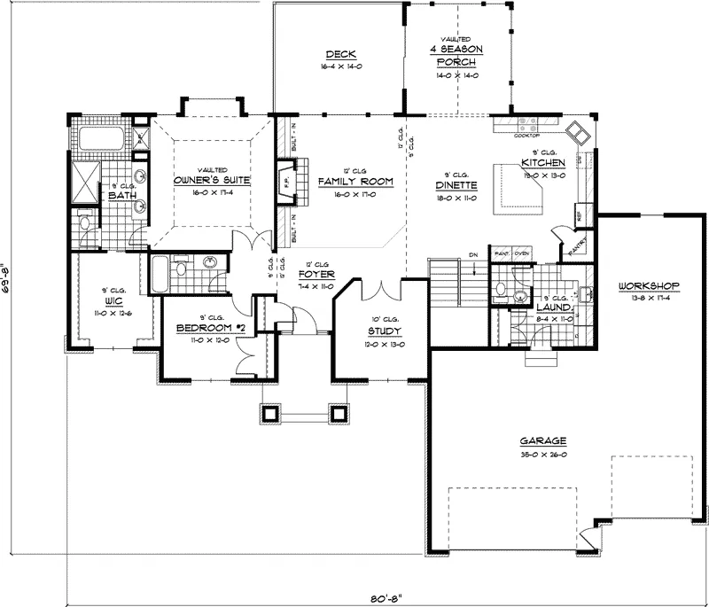 Sunbelt House Plan First Floor - Laurella Ranch Home 091D-0418 - Shop House Plans and More