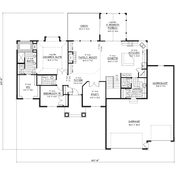 Sunbelt House Plan First Floor - Laurella Ranch Home 091D-0418 - Shop House Plans and More