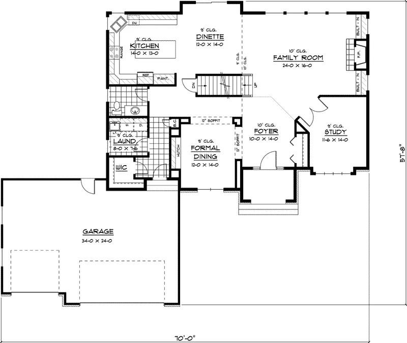 Traditional House Plan First Floor - Miramar Southwestern Home 091D-0422 - Shop House Plans and More
