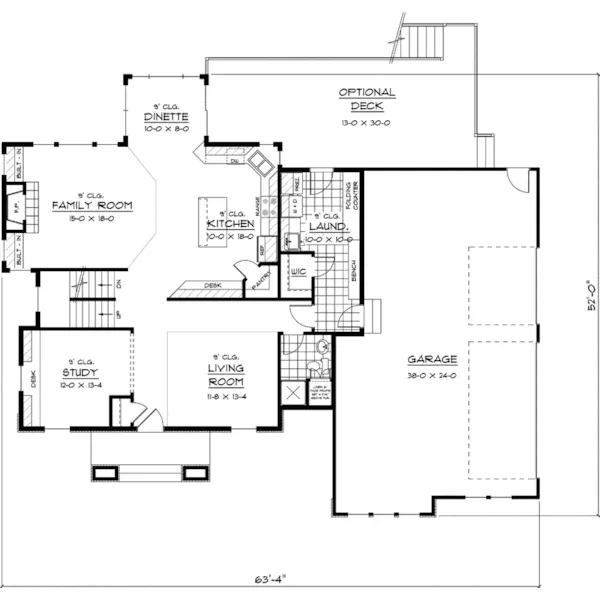 Contemporary House Plan First Floor - Cheshire Creek Country Home 091D-0423 - Search House Plans and More