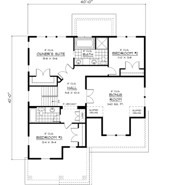 Shingle House Plan Second Floor - Tyrelle Falls Craftsman Home 091D-0425 - Shop House Plans and More