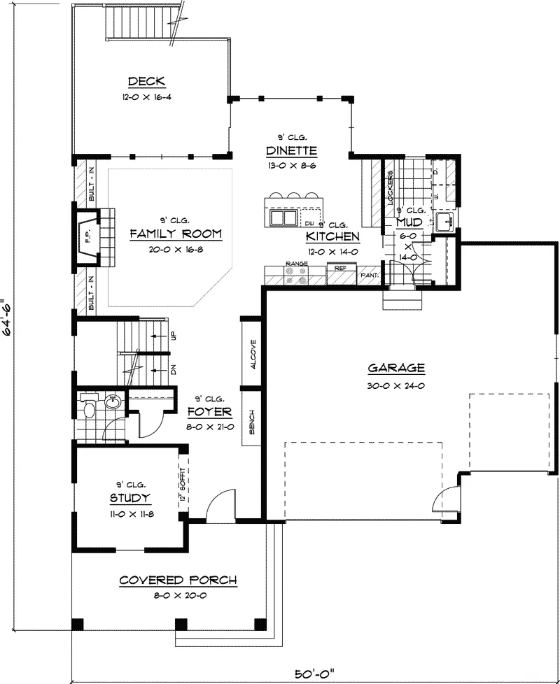 Arts & Crafts House Plan First Floor - Loretta Cliff Craftsman Home 091D-0426 - Shop House Plans and More