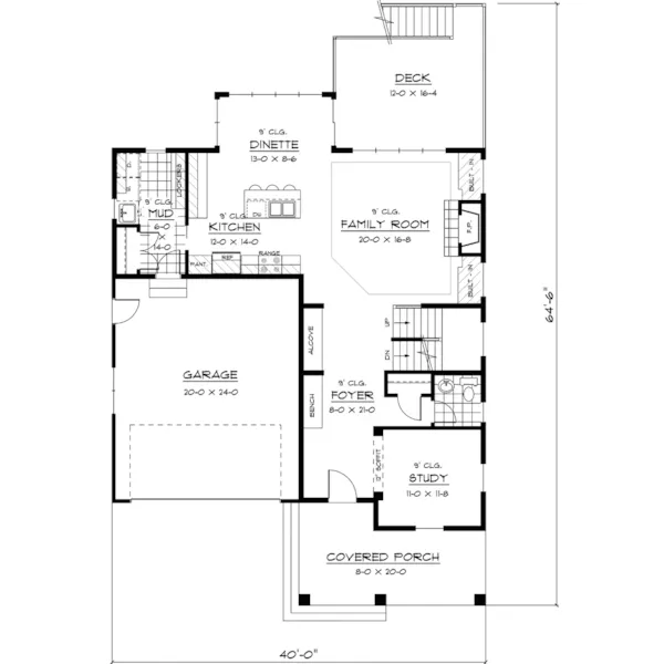 Shingle House Plan First Floor - New Melle Bungalow Country Home 091D-0427 - Shop House Plans and More