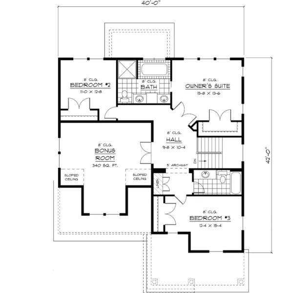 Shingle House Plan Second Floor - New Melle Bungalow Country Home 091D-0427 - Shop House Plans and More