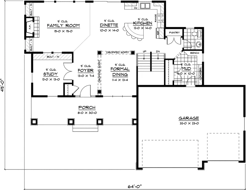 Craftsman House Plan First Floor - Kodiak Point Craftsman Home 091D-0429 - Search House Plans and More