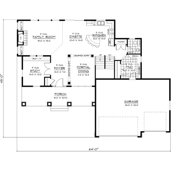 Shingle House Plan First Floor - Kodiak Point Craftsman Home 091D-0429 - Search House Plans and More