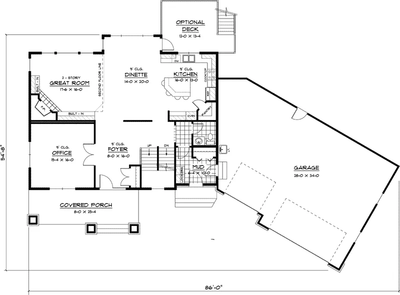 Arts & Crafts House Plan First Floor - Colbert Craftsman Home 091D-0430 - Search House Plans and More