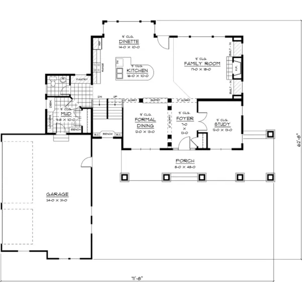 Shingle House Plan First Floor - Amberley Country Home 091D-0433 - Search House Plans and More