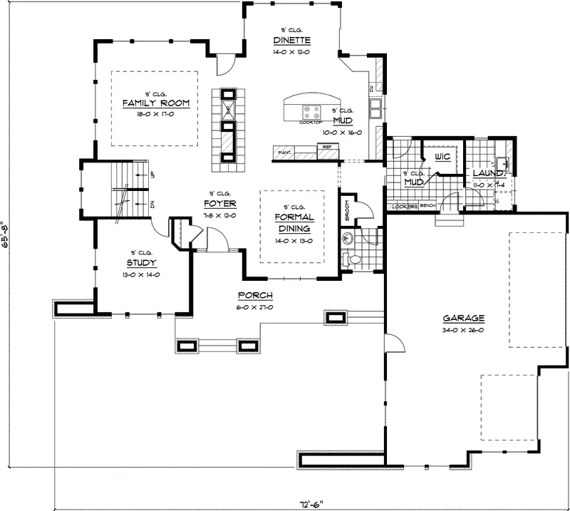 Country House Plan First Floor - Colville Prairie Style Home 091D-0435 - Search House Plans and More
