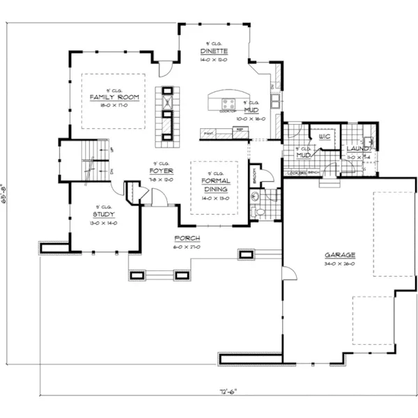 Country House Plan First Floor - Colville Prairie Style Home 091D-0435 - Search House Plans and More