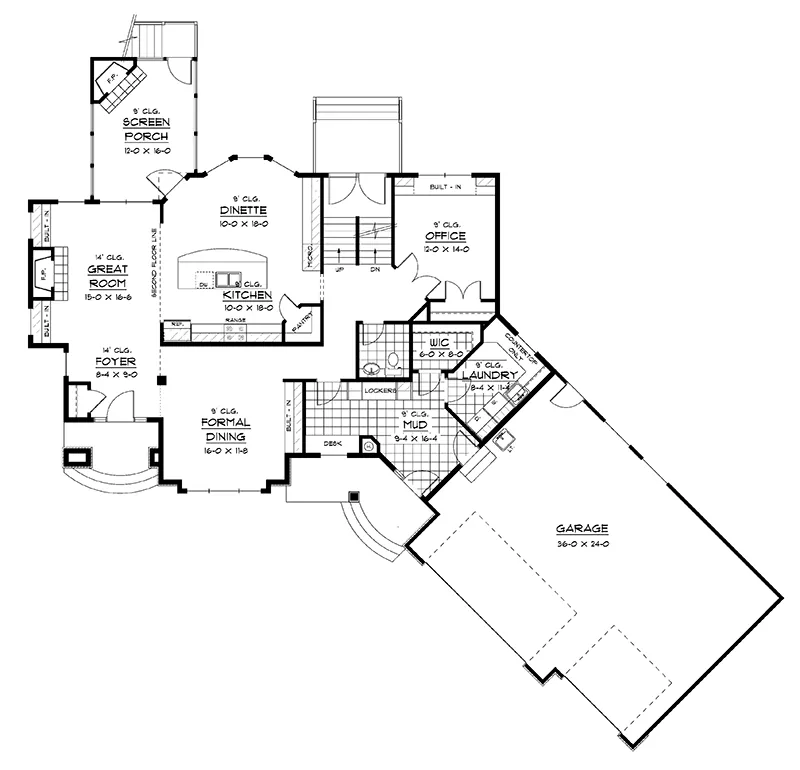 Craftsman House Plan First Floor - Olivaire Arts And Crafts Home 091D-0436 - Shop House Plans and More