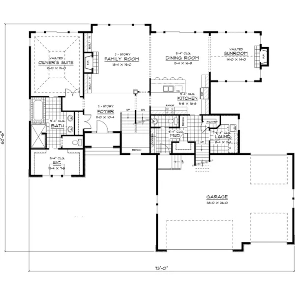 Tudor House Plan First Floor - Mickley Rustic Craftsman Home 091D-0439 - Shop House Plans and More