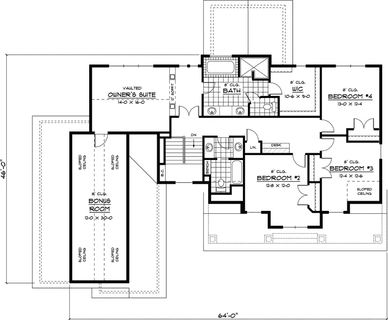 Arts & Crafts House Plan Second Floor - Marino Place Craftsman Home 091D-0440 - Shop House Plans and More