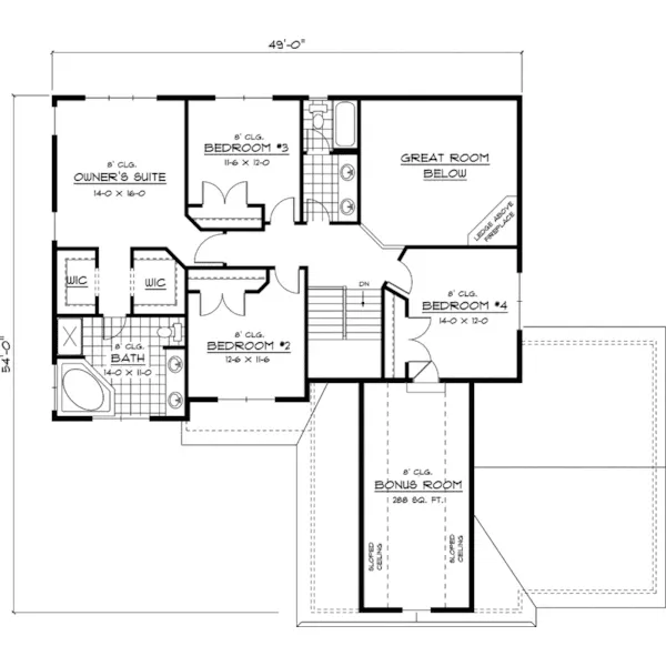 Traditional House Plan Second Floor - McGuire Traditional Home 091D-0441 - Shop House Plans and More