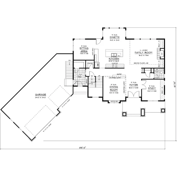 Tudor House Plan First Floor - Esmond Manor Craftsman Home 091D-0443 - Search House Plans and More