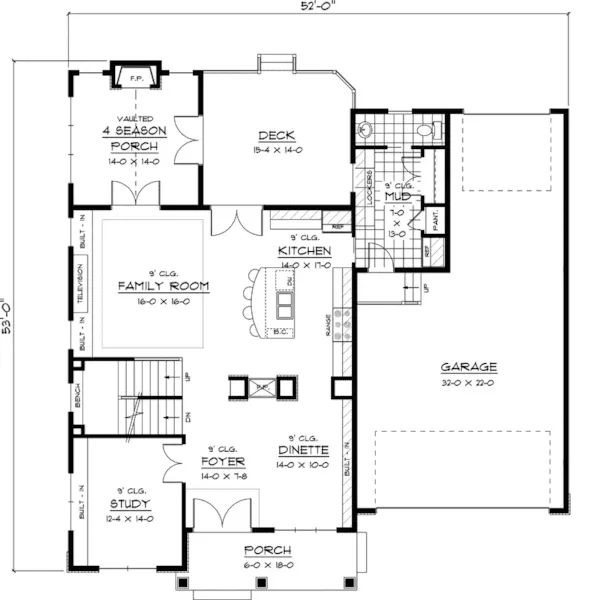 Craftsman House Plan First Floor - Manorgrove Prairie Style Home  091D-0448 - Shop House Plans and More