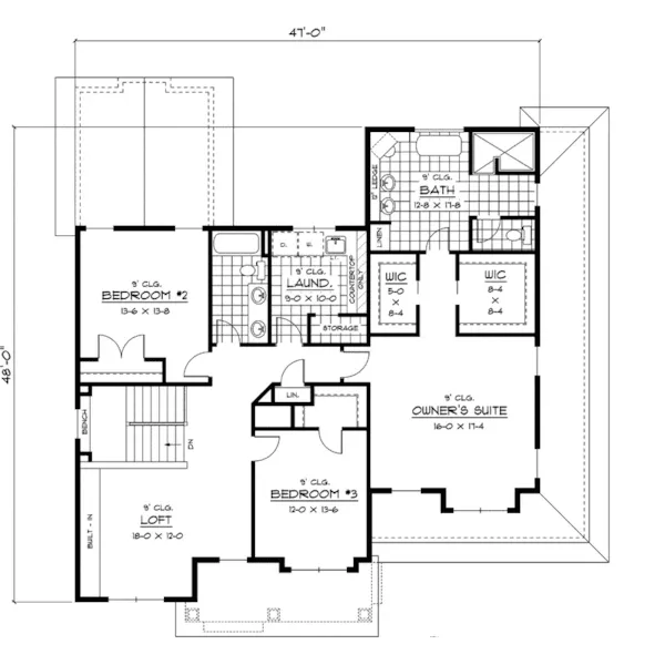 Craftsman House Plan Second Floor - Manorgrove Prairie Style Home  091D-0448 - Shop House Plans and More