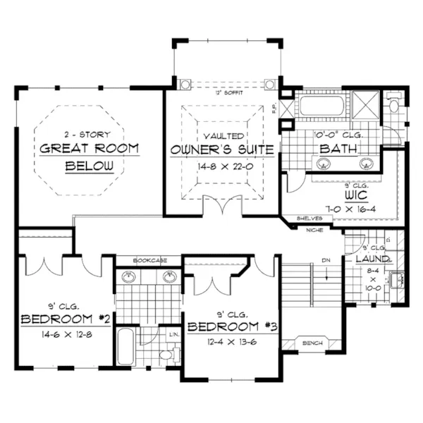 Prairie House Plan Second Floor - Norman Creek Craftsman Home 091D-0449 - Shop House Plans and More