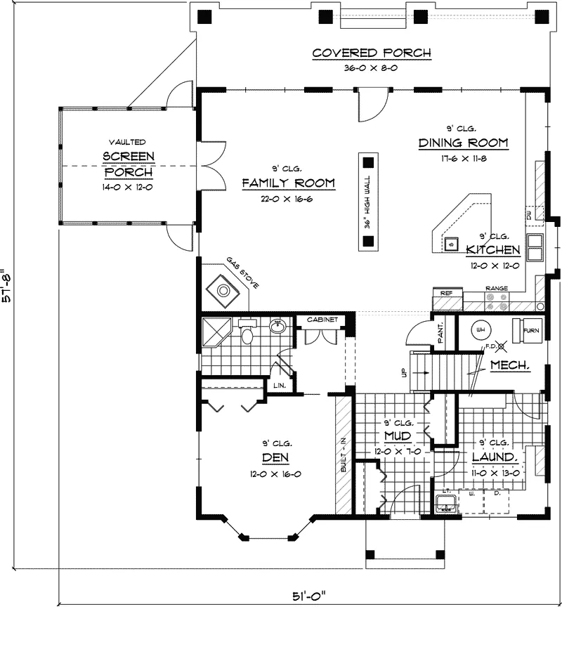 Colonial House Plan First Floor - Eckelkamp Country Home 091D-0451 - Search House Plans and More