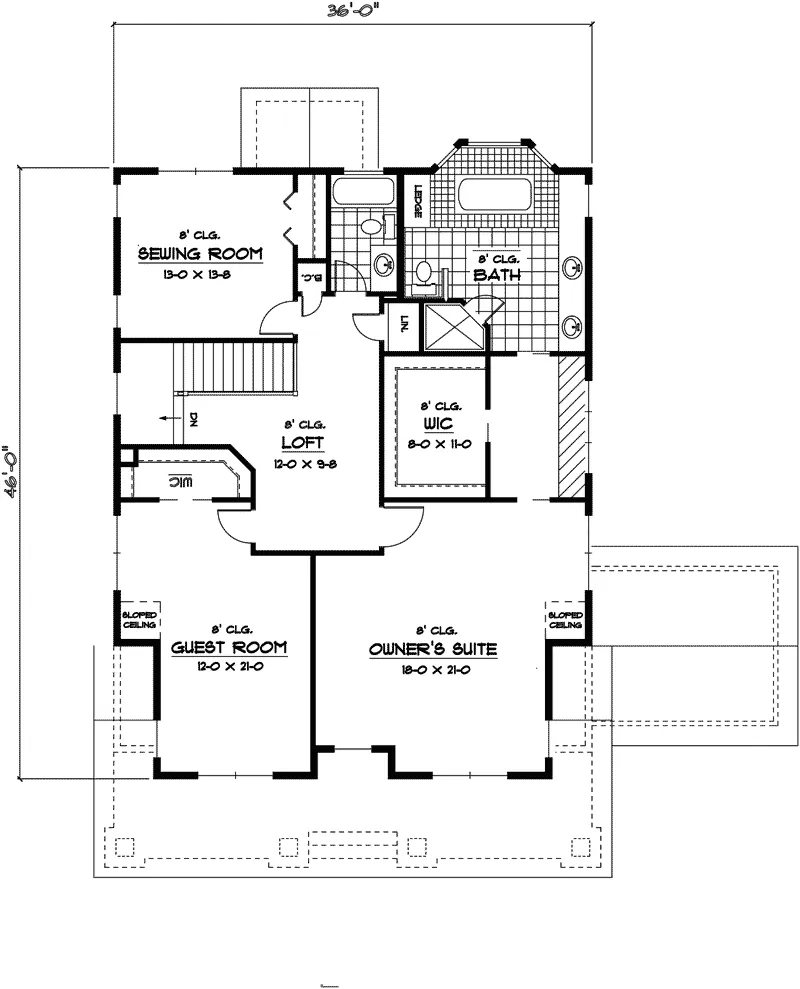 Colonial House Plan Second Floor - Eckelkamp Country Home 091D-0451 - Search House Plans and More