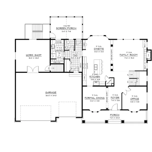 Traditional House Plan First Floor - Gilette Creek Craftsman Home 091D-0454 - Search House Plans and More