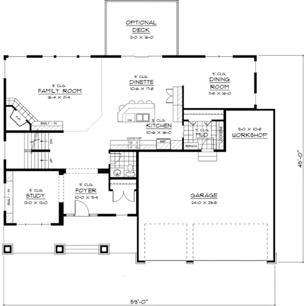 Arts & Crafts House Plan First Floor - Cottagemill Victorian Home 091D-0458 - Search House Plans and More