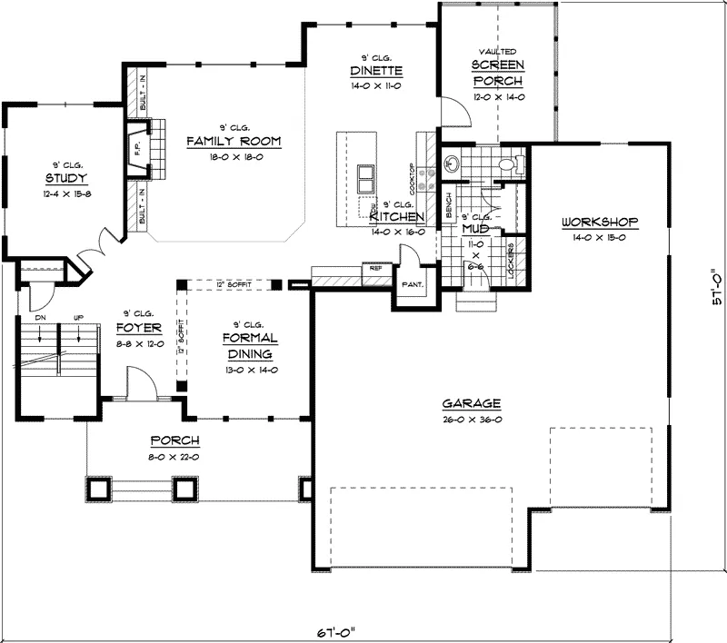Country House Plan First Floor - Sugar Crest Craftsman Home 091D-0460 - Shop House Plans and More