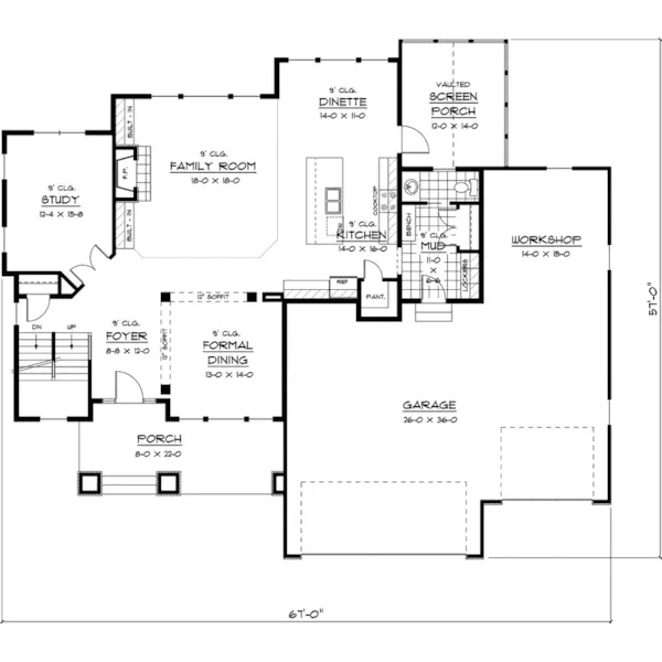 Craftsman House Plan First Floor - Sugar Crest Craftsman Home 091D-0460 - Shop House Plans and More