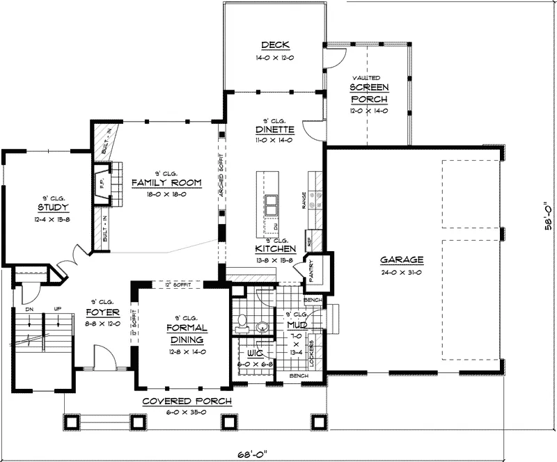 Colonial House Plan First Floor - Danube Luxury Craftsman Home 091D-0462 - Search House Plans and More