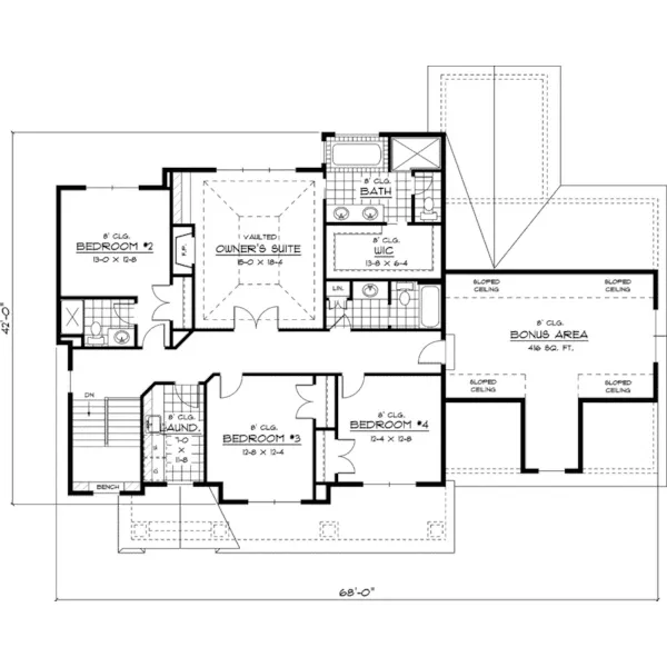 Colonial House Plan Second Floor - Danube Luxury Craftsman Home 091D-0462 - Search House Plans and More