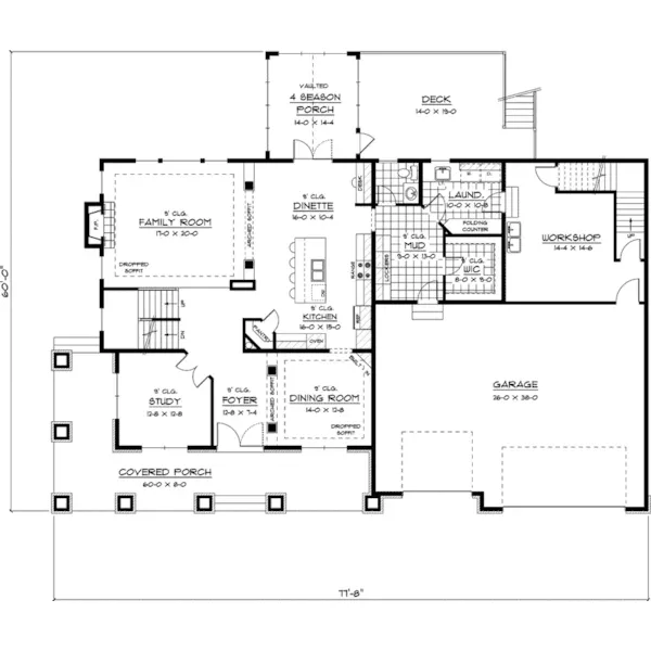 Craftsman House Plan First Floor - Bellarmine Bay Arts And Crafts Home 091D-0465 - Search House Plans and More