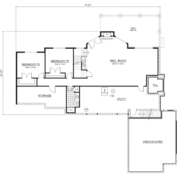 Craftsman House Plan Lower Level Floor - Bellarmine Bay Arts And Crafts Home 091D-0465 - Search House Plans and More