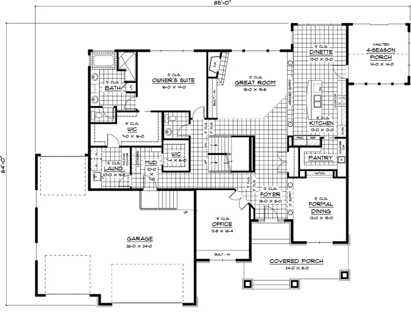 Traditional House Plan First Floor - McGowan Luxury Home 091D-0466 - Shop House Plans and More