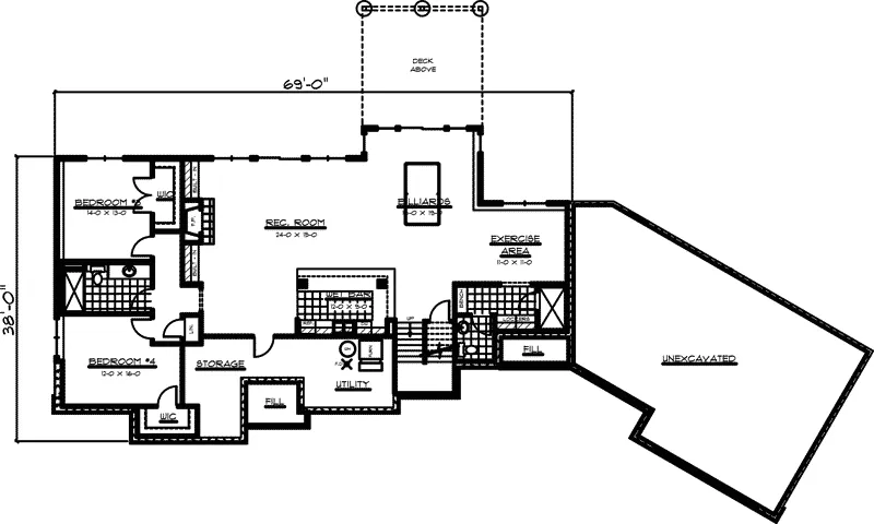 European House Plan Lower Level Floor - Bellbrook Ranch Home 091D-0467 - Search House Plans and More