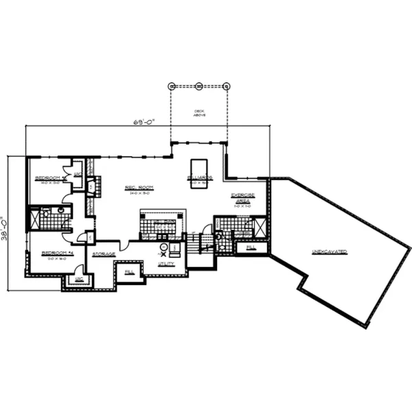 Ranch House Plan Lower Level Floor - Bellbrook Ranch Home 091D-0467 - Search House Plans and More