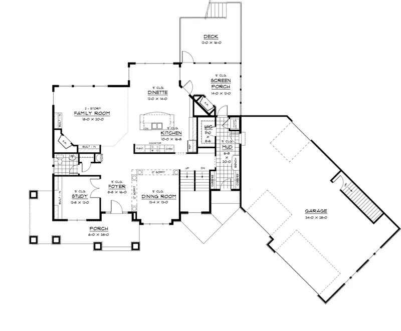 Craftsman House Plan First Floor - Modeso Craftsman Home 091D-0468 - Shop House Plans and More