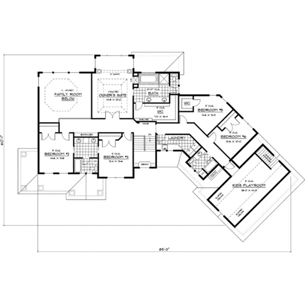 Colonial House Plan Second Floor - Modeso Craftsman Home 091D-0468 - Shop House Plans and More