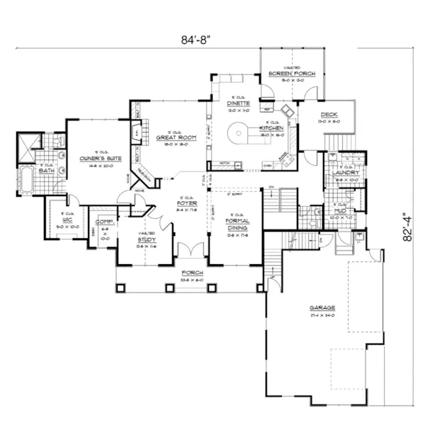 Craftsman House Plan First Floor - Price Meadow Country French 091D-0470 - Shop House Plans and More