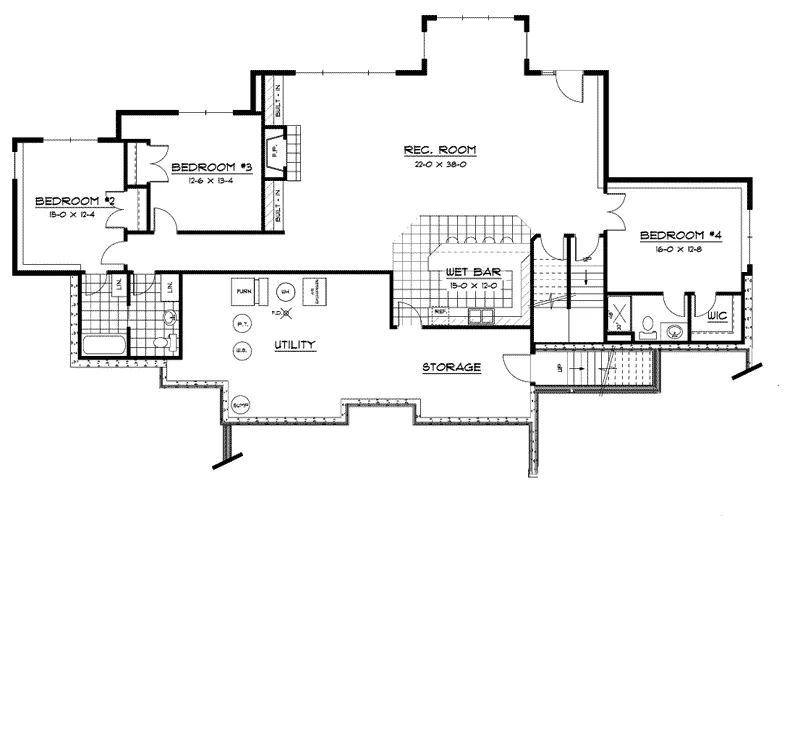 European House Plan Lower Level Floor - Price Meadow Country French 091D-0470 - Shop House Plans and More