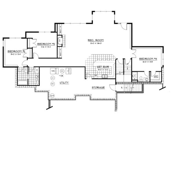 Craftsman House Plan Lower Level Floor - Price Meadow Country French 091D-0470 - Shop House Plans and More