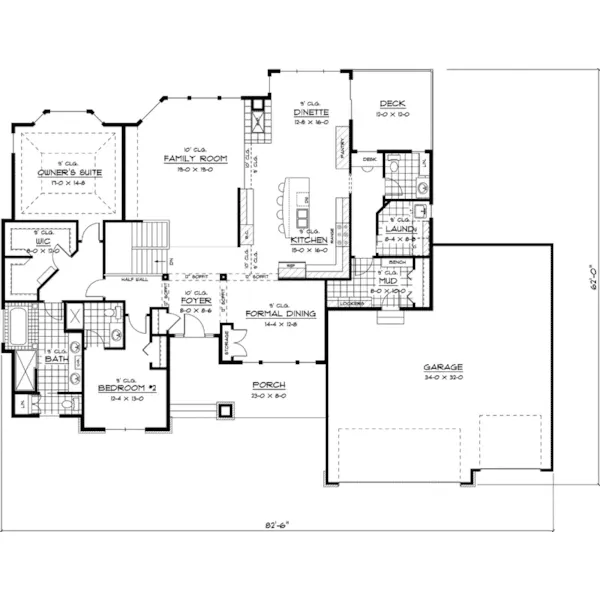 European House Plan First Floor - Wesson Traditional Ranch Home 091D-0471 - Shop House Plans and More